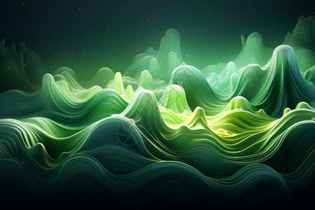 抽象3d绿色波浪墙纸背景图片