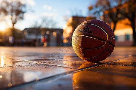 地面的篮球背景图片