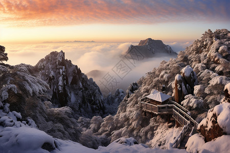 冬天的山脉景观图片