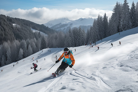 奥地利滑雪奥地利的滑雪运动背景