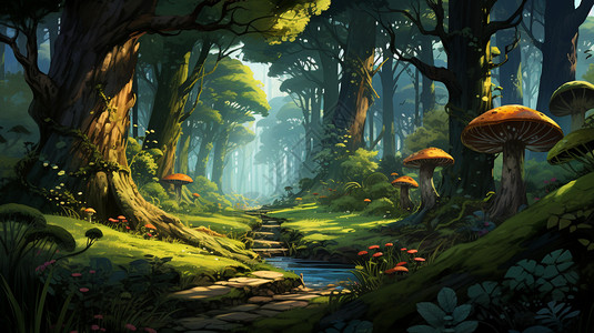 森林自然景观插图图片