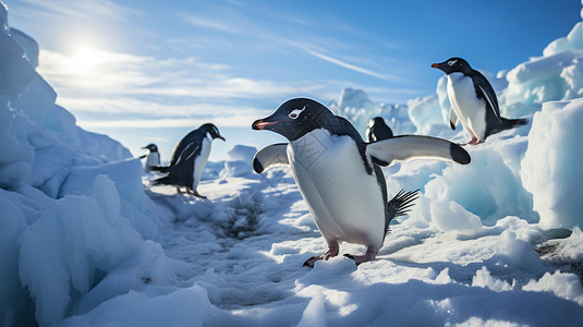 站立行走动物捕食的企鹅背景