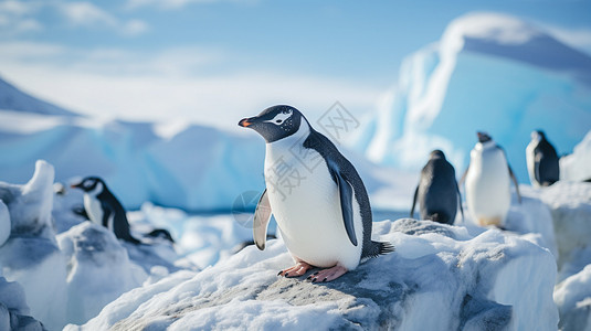 企鹅冰川南极的企鹅背景