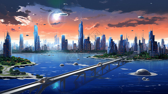想象未来城市的场景图片