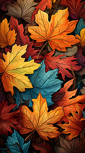 秋天的落叶插图背景图片