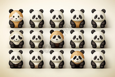 一组可爱的熊猫设计图片