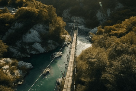 峡谷的悬索桥图片
