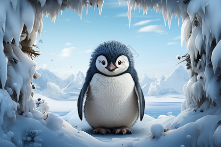 寒冷冬季里的企鹅背景图片