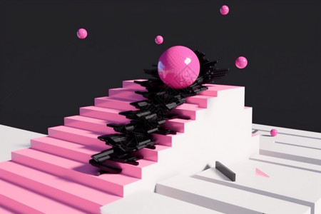 黑粉色粉色块抽象插图设计图片