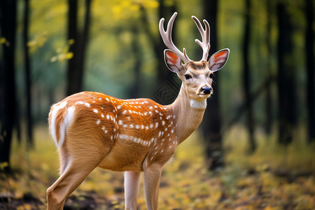 森林中野生的母鹿背景图片