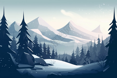 白雪皑皑的山峰插图图片