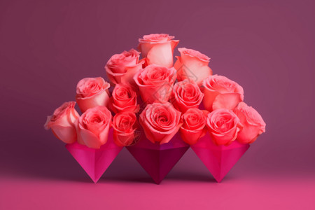 玫瑰花排列渐变粉色钻石排列设计图片