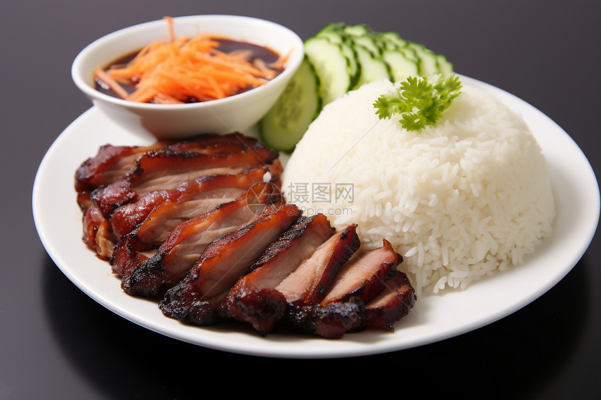 营养的米饭和肉图片