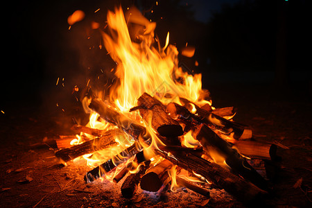 户外燃烧的篝火背景图片