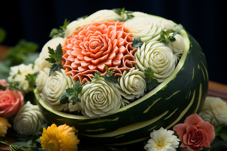 食物雕刻的花朵图片