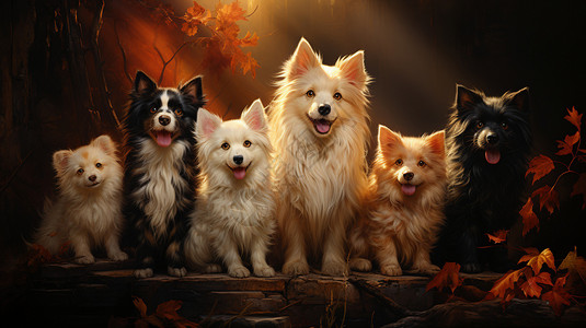 一群可爱狗狗宠物高清图片