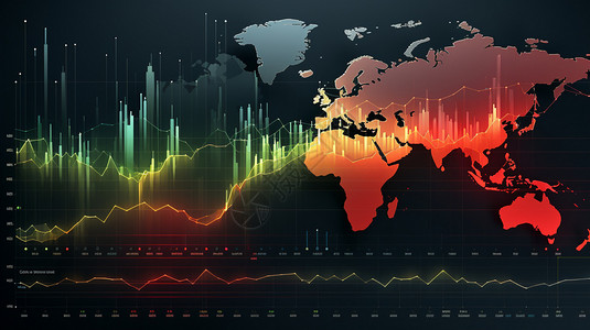 经济地图设计的报告封面图插画