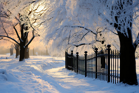 户外冬天的雪景图片