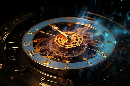 时钟表盘素材漂浮着蓝光的表盘设计图片