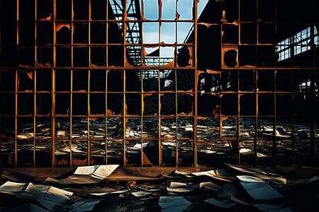 破败废弃的工厂背景图片