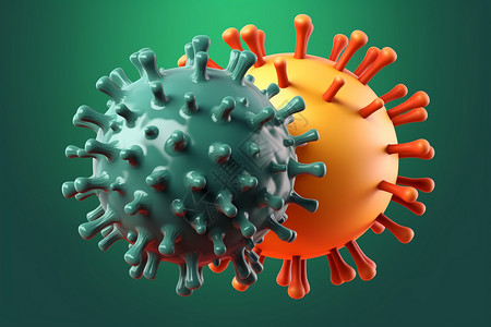 卡通病菌合体的病毒细胞插画