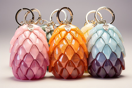 水晶珠子可爱彩色松塔挂件设计图片