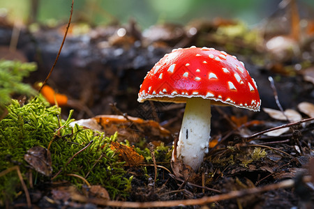 美丽的红蘑菇背景图片