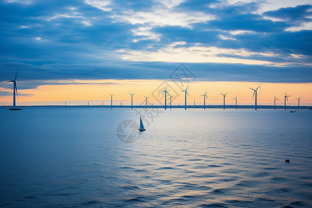 海上风车新能源海上大风车风电场背景