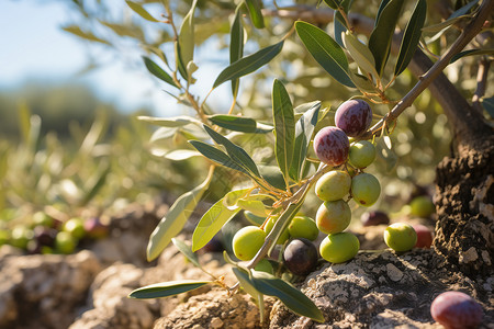 橄榄树上成熟的橄榄图片