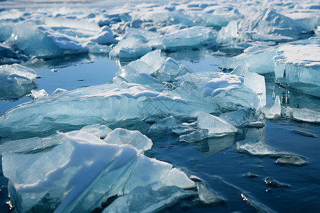 寒冷水面上的冰块图片