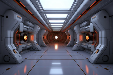 科幻飞船走廊背景图片