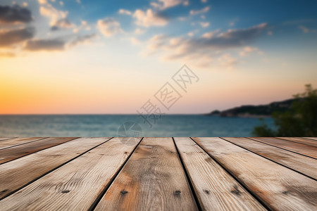 海边平台的日落背景图片
