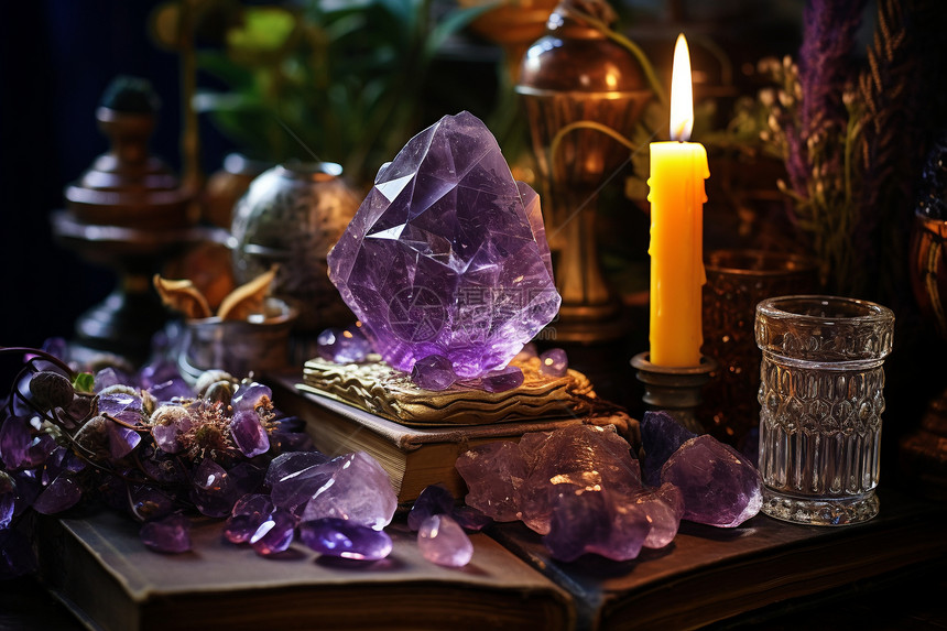 桌上的紫水晶图片