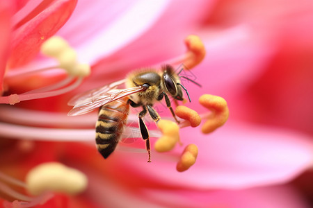采花粉的蜜蜂背景图片