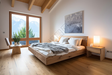 木床枕头床头柜现代木床背景