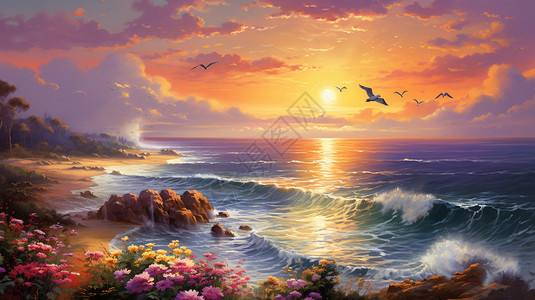 浪漫的海背景图片