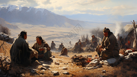 蒙草原上的牧民背景图片