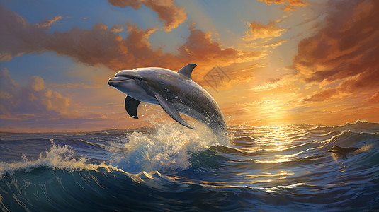 自由跳跃跳跃的海豚插画
