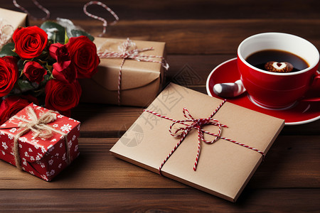 情人节礼物与咖啡图片
