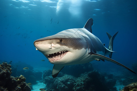 鲨鱼嘴深海里的大鲨鱼背景
