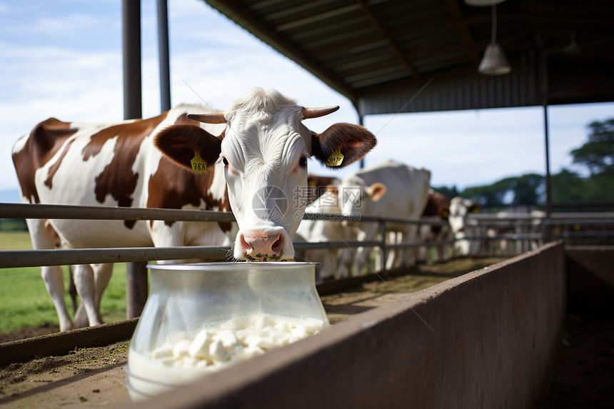 农业牛棚的奶牛图片