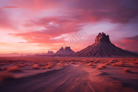 绽放梦想黄昏寂静的沙漠背景