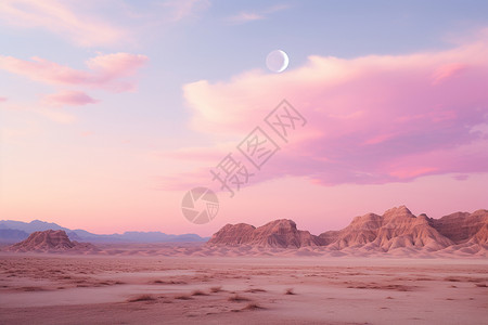 飞机科幻粉色云朵的沙漠背景