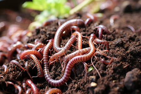 土壤里蠕动的虫子图片