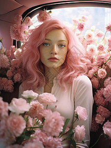 粉色头发的漂亮女孩图片