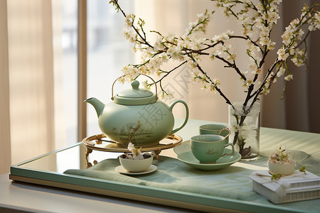 陶瓷材质的茶具背景图片
