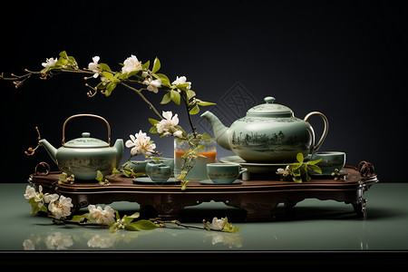 漂亮传统的茶具图片