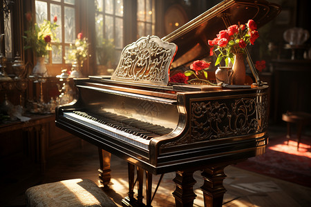 里的古典高级钢琴背景图片