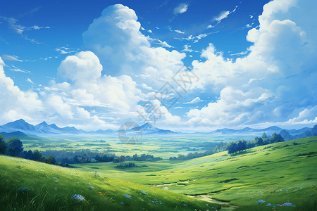 美丽蓝调草原风景图片