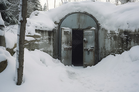 冬天的仓库入口图片